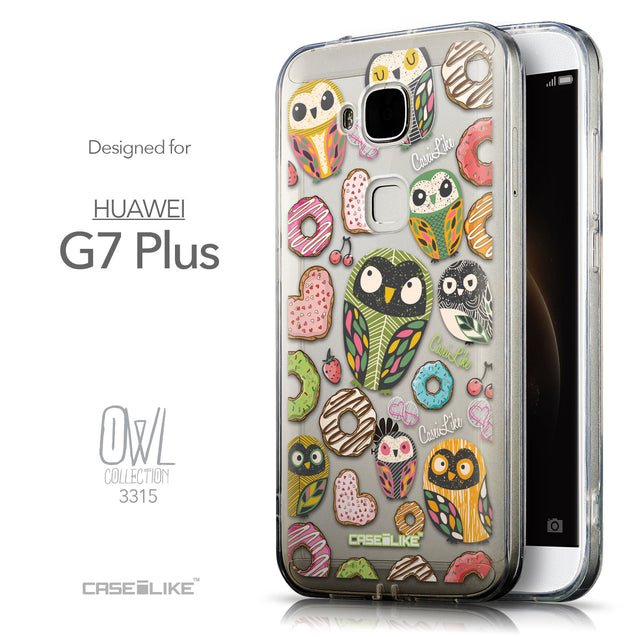 Front & Side View - CASEiLIKE Huawei G7 Plus back cover Owl Graphic Design 3315