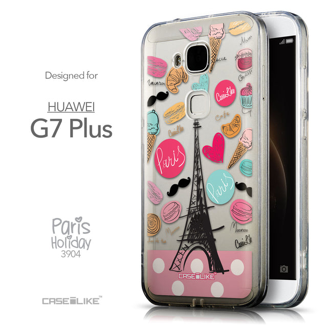 Front & Side View - CASEiLIKE Huawei G7 Plus back cover Paris Holiday 3904