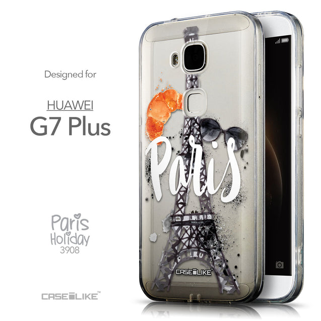 Front & Side View - CASEiLIKE Huawei G7 Plus back cover Paris Holiday 3908