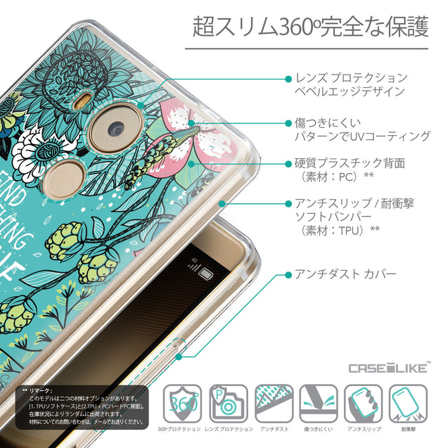 Details in Japanese - CASEiLIKE Huawei Mate 8 back cover Blooming Flowers Turquoise 2249