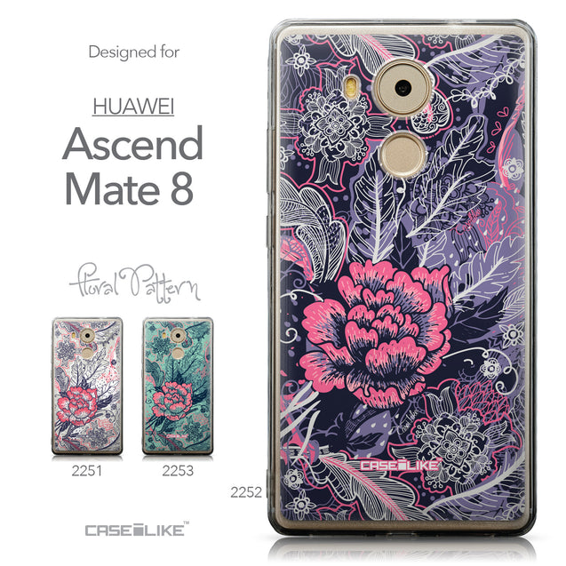 Collection - CASEiLIKE Huawei Mate 8 back cover Vintage Roses and Feathers Blue 2252