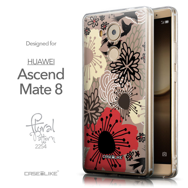 Front & Side View - CASEiLIKE Huawei Mate 8 back cover Japanese Floral 2254