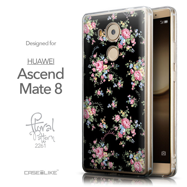 Front & Side View - CASEiLIKE Huawei Mate 8 back cover Floral Rose Classic 2261