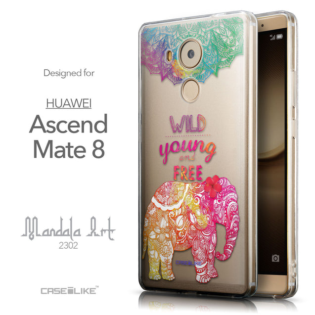 Front & Side View - CASEiLIKE Huawei Mate 8 back cover Mandala Art 2302