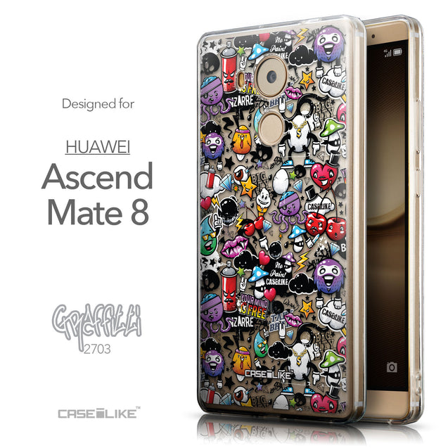 Front & Side View - CASEiLIKE Huawei Mate 8 back cover Graffiti 2703