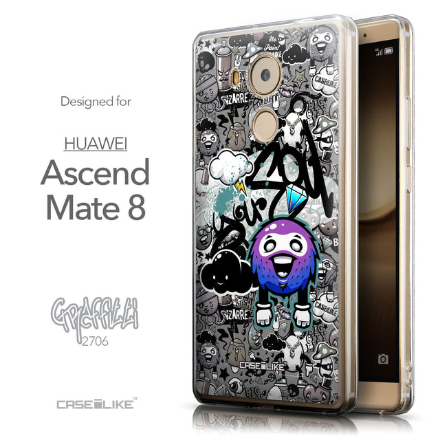 Front & Side View - CASEiLIKE Huawei Mate 8 back cover Graffiti 2706