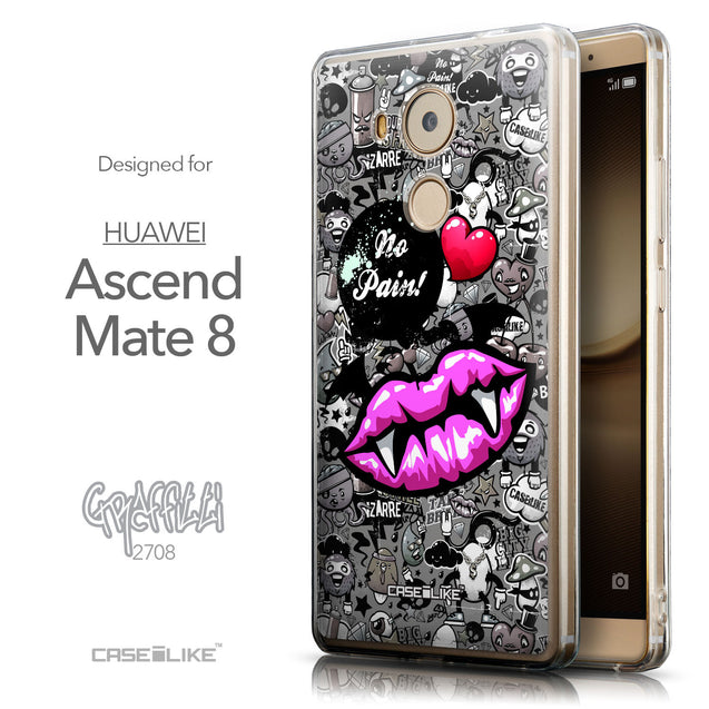 Front & Side View - CASEiLIKE Huawei Mate 8 back cover Graffiti 2708