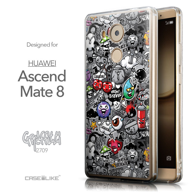 Front & Side View - CASEiLIKE Huawei Mate 8 back cover Graffiti 2709