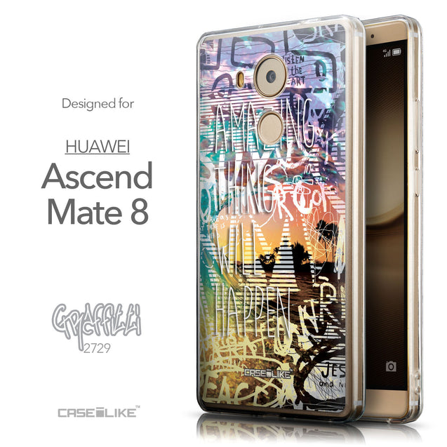 Front & Side View - CASEiLIKE Huawei Mate 8 back cover Graffiti 2729