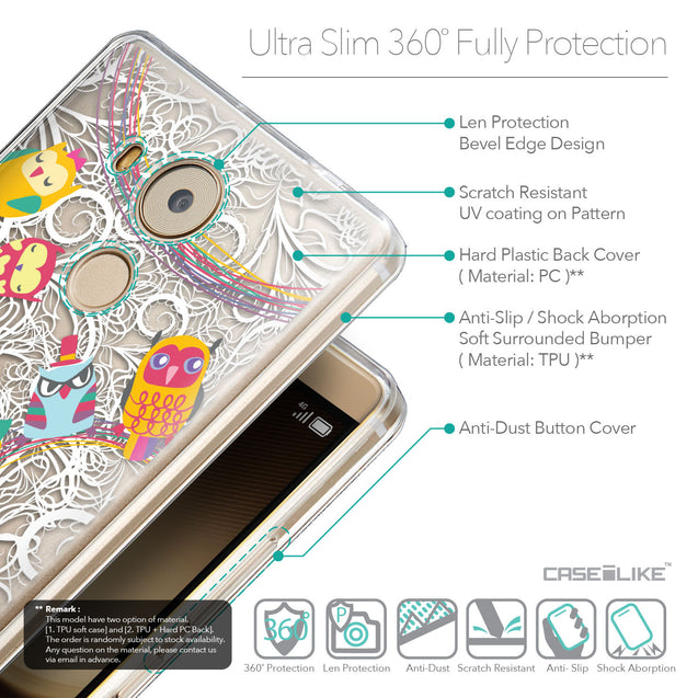 Details in English - CASEiLIKE Huawei Mate 8 back cover Owl Graphic Design 3316