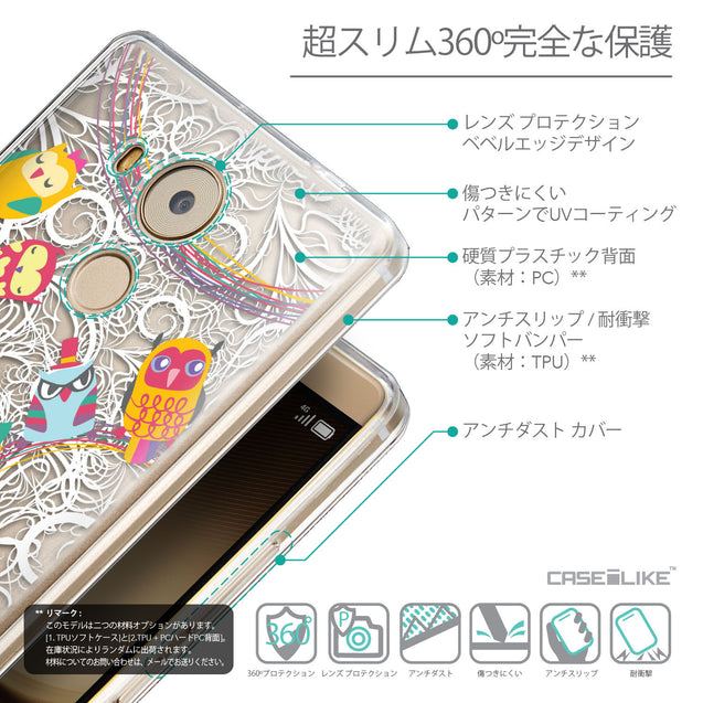 Details in Japanese - CASEiLIKE Huawei Mate 8 back cover Owl Graphic Design 3316