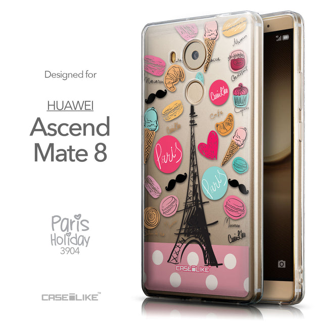 Front & Side View - CASEiLIKE Huawei Mate 8 back cover Paris Holiday 3904