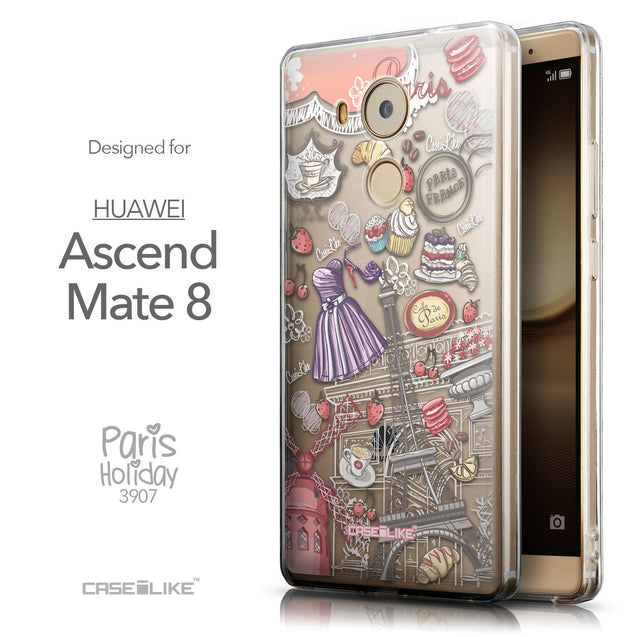 Front & Side View - CASEiLIKE Huawei Mate 8 back cover Paris Holiday 3907