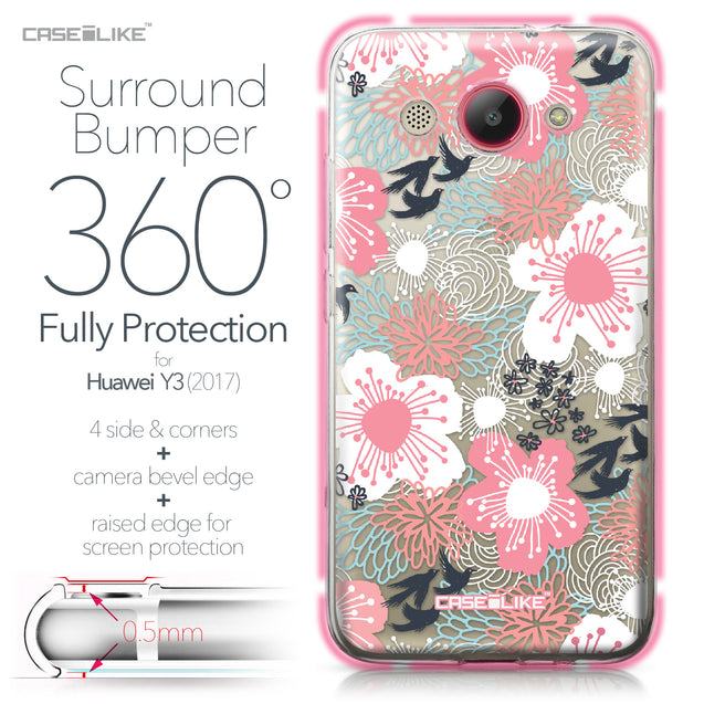 Huawei Y3 2017 case Japanese Floral 2255 Bumper Case Protection | CASEiLIKE.com