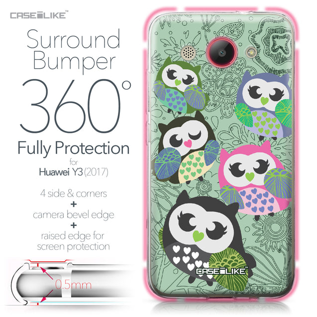 Huawei Y3 2017 case Owl Graphic Design 3313 Bumper Case Protection | CASEiLIKE.com