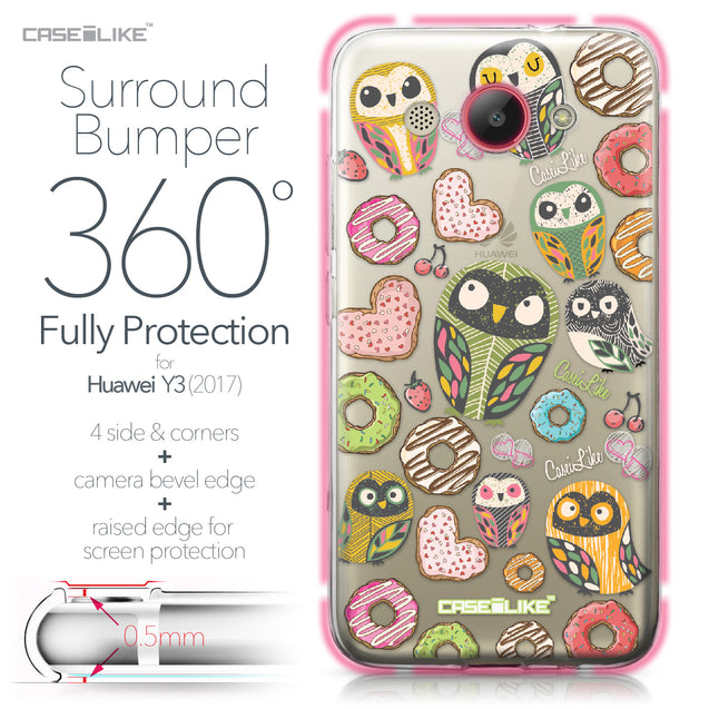 Huawei Y3 2017 case Owl Graphic Design 3315 Bumper Case Protection | CASEiLIKE.com
