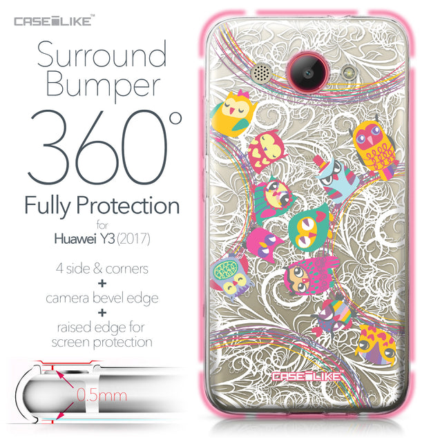 Huawei Y3 2017 case Owl Graphic Design 3316 Bumper Case Protection | CASEiLIKE.com