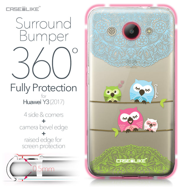 Huawei Y3 2017 case Owl Graphic Design 3318 Bumper Case Protection | CASEiLIKE.com
