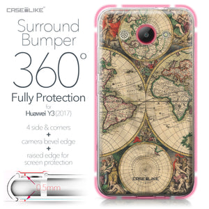 Huawei Y3 2017 case World Map Vintage 4607 Bumper Case Protection | CASEiLIKE.com