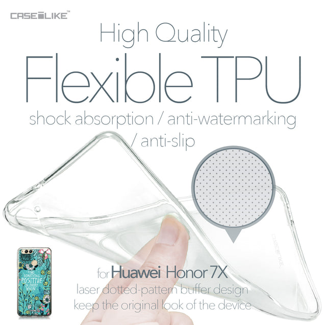 Huawei Honor 7X case Blooming Flowers Turquoise 2249 Soft Gel Silicone Case | CASEiLIKE.com