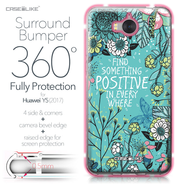 Huawei Y5 2017 case Blooming Flowers Turquoise 2249 Bumper Case Protection | CASEiLIKE.com