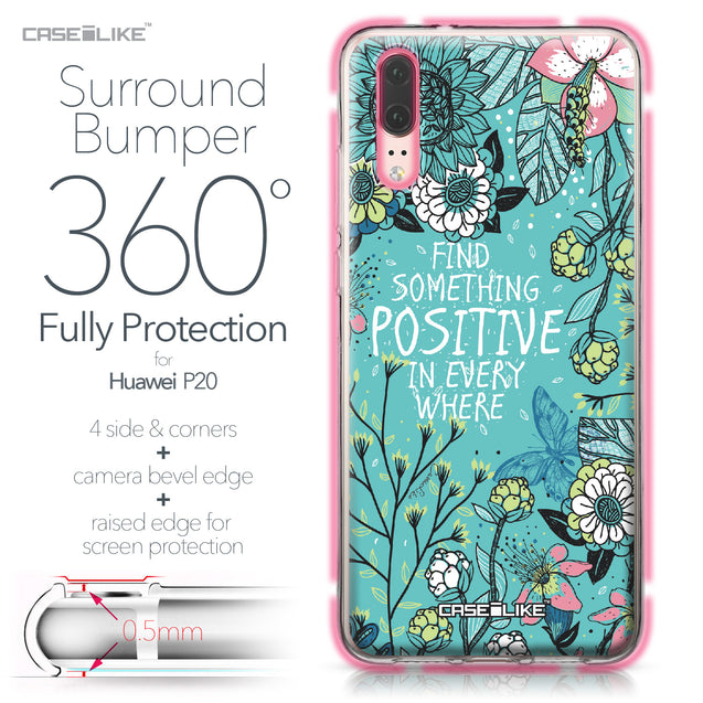 Huawei P20 case Blooming Flowers Turquoise 2249 Bumper Case Protection | CASEiLIKE.com