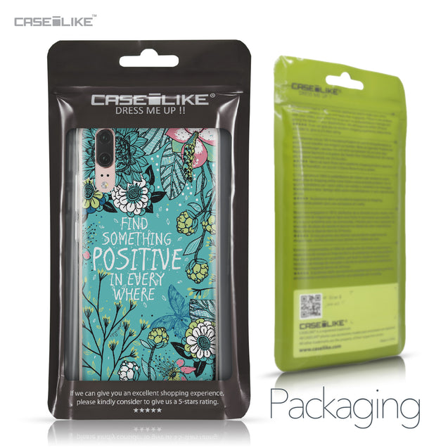 Huawei P20 case Blooming Flowers Turquoise 2249 Retail Packaging | CASEiLIKE.com