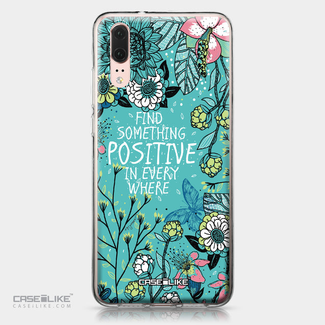 Huawei P20 case Blooming Flowers Turquoise 2249 | CASEiLIKE.com