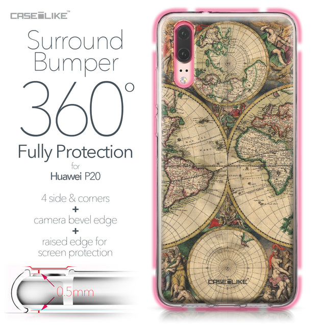 Huawei P20 case World Map Vintage 4607 Bumper Case Protection | CASEiLIKE.com