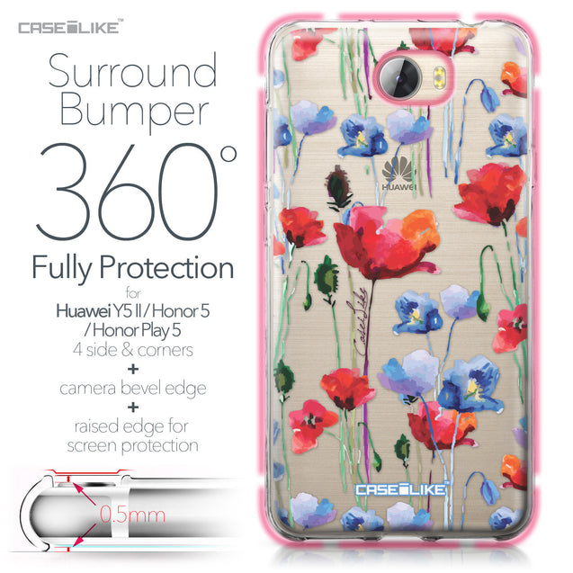 Huawei Y5 II / Y5 2 / Honor 5 / Honor Play 5 / Honor 5 Play case Watercolor Floral 2234 Bumper Case Protection | CASEiLIKE.com