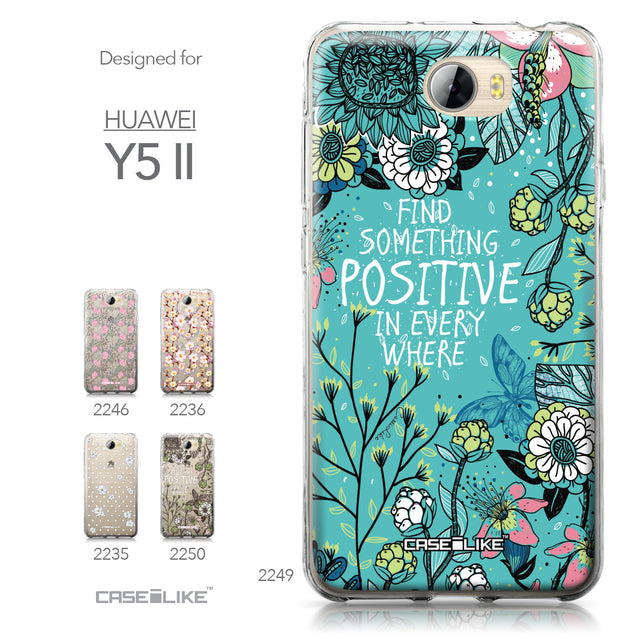 Huawei Y5 II / Y5 2 / Honor 5 / Honor Play 5 / Honor 5 Play case Blooming Flowers Turquoise 2249 Collection | CASEiLIKE.com