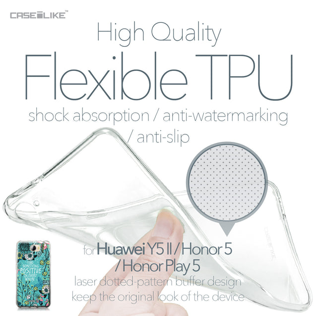 Huawei Y5 II / Y5 2 / Honor 5 / Honor Play 5 / Honor 5 Play case Blooming Flowers Turquoise 2249 Soft Gel Silicone Case | CASEiLIKE.com