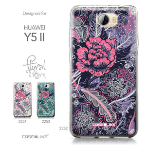 Huawei Y5 II / Y5 2 / Honor 5 / Honor Play 5 / Honor 5 Play case Vintage Roses and Feathers Blue 2252 Collection | CASEiLIKE.com