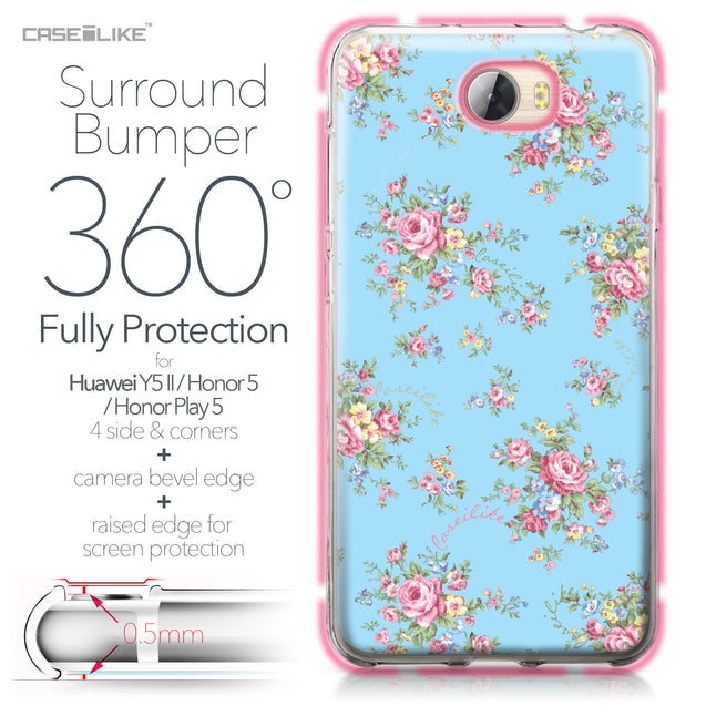 Huawei Y5 II / Y5 2 / Honor 5 / Honor Play 5 / Honor 5 Play case Floral Rose Classic 2263 Bumper Case Protection | CASEiLIKE.com