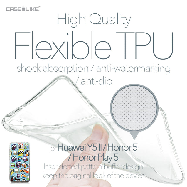 Huawei Y5 II / Y5 2 / Honor 5 / Honor Play 5 / Honor 5 Play case Owl Graphic Design 3312 Soft Gel Silicone Case | CASEiLIKE.com