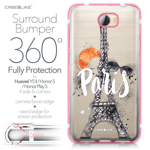 Huawei Y5 II / Y5 2 / Honor 5 / Honor Play 5 / Honor 5 Play case Paris Holiday 3908 Bumper Case Protection | CASEiLIKE.com