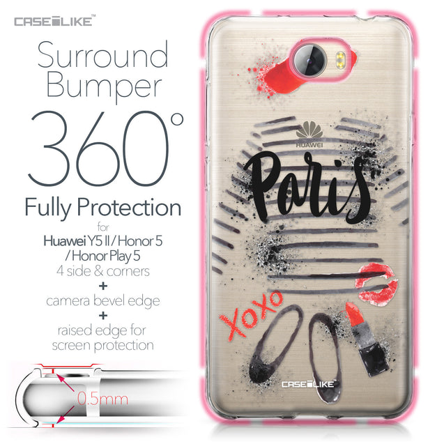 Huawei Y5 II / Y5 2 / Honor 5 / Honor Play 5 / Honor 5 Play case Paris Holiday 3909 Bumper Case Protection | CASEiLIKE.com