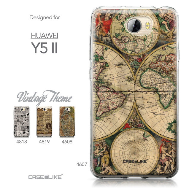 Huawei Y5 II / Y5 2 / Honor 5 / Honor Play 5 / Honor 5 Play case World Map Vintage 4607 Collection | CASEiLIKE.com