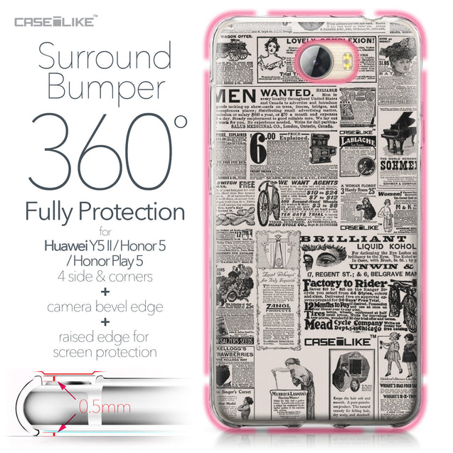 Huawei Y5 II / Y5 2 / Honor 5 / Honor Play 5 / Honor 5 Play case Vintage Newspaper Advertising 4818 Bumper Case Protection | CASEiLIKE.com