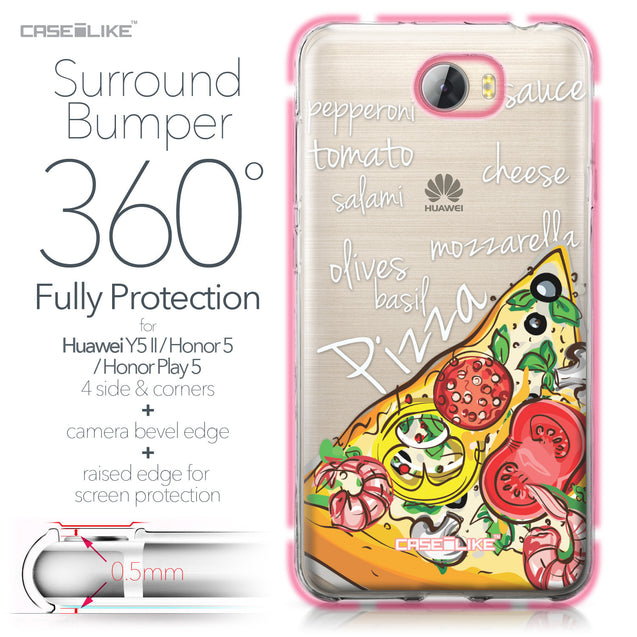 Huawei Y5 II / Y5 2 / Honor 5 / Honor Play 5 / Honor 5 Play case Pizza 4822 Bumper Case Protection | CASEiLIKE.com
