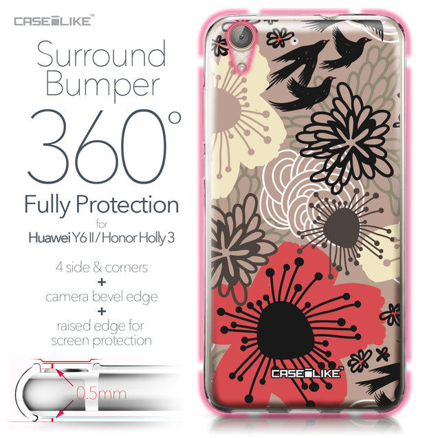 Huawei Y6 II / Honor Holly 3 case Japanese Floral 2254 Bumper Case Protection | CASEiLIKE.com