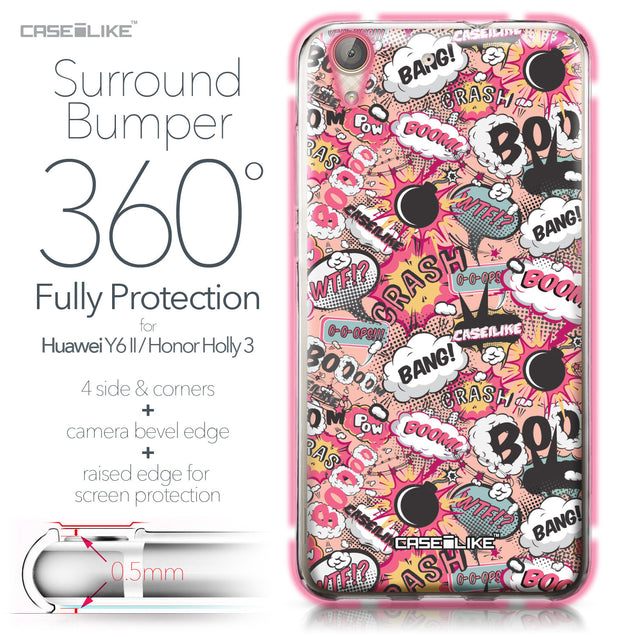 Huawei Y6 II / Honor Holly 3 case Comic Captions Pink 2912 Bumper Case Protection | CASEiLIKE.com