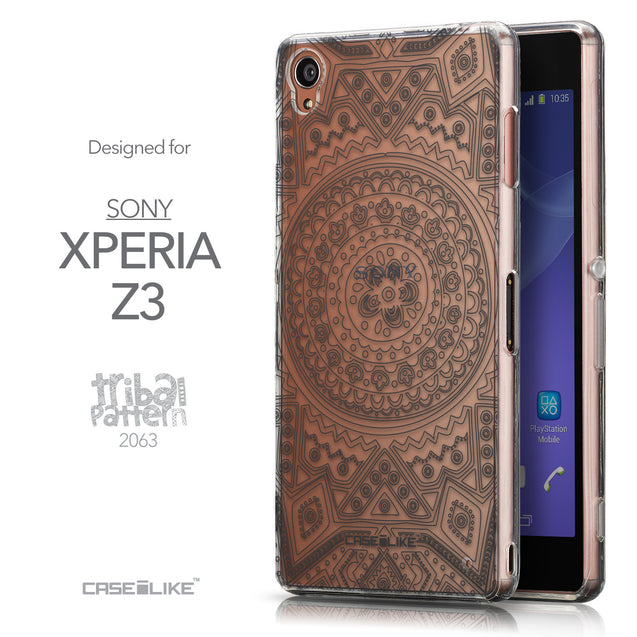 Front & Side View - CASEiLIKE Sony Xperia Z3 back cover Indian Line Art 2063