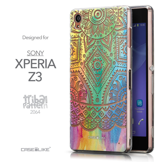 Front & Side View - CASEiLIKE Sony Xperia Z3 back cover Indian Line Art 2064