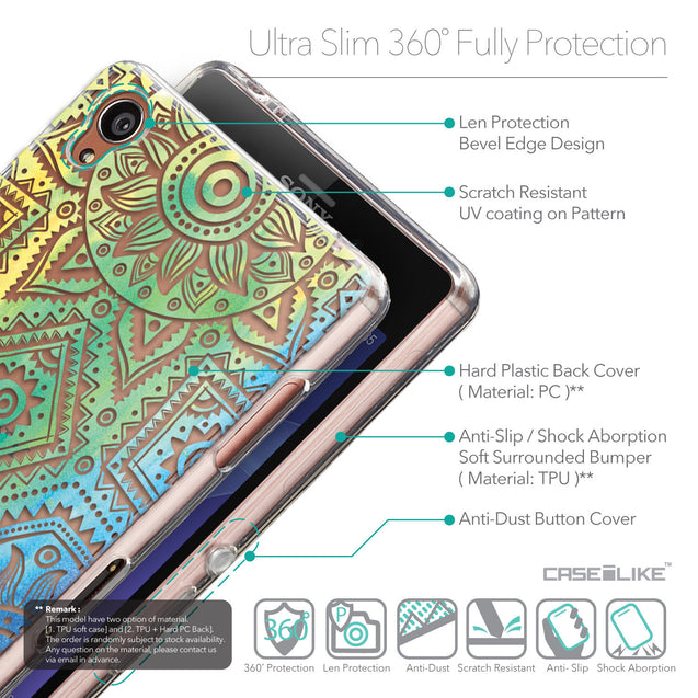 Details in English - CASEiLIKE Sony Xperia Z3 back cover Indian Line Art 2064