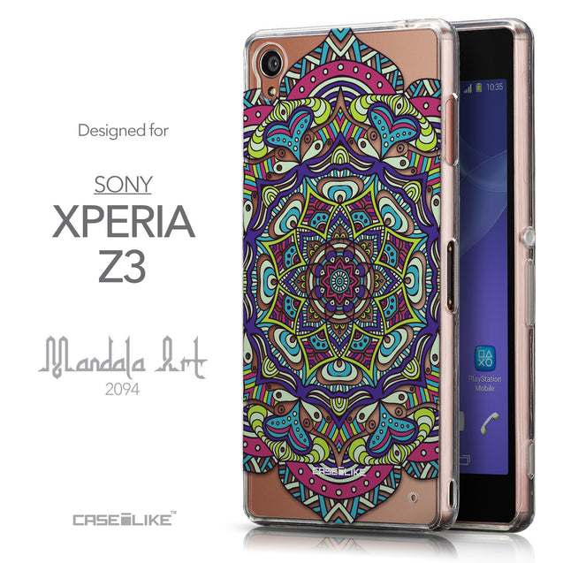 Front & Side View - CASEiLIKE Sony Xperia Z3 back cover Mandala Art 2094