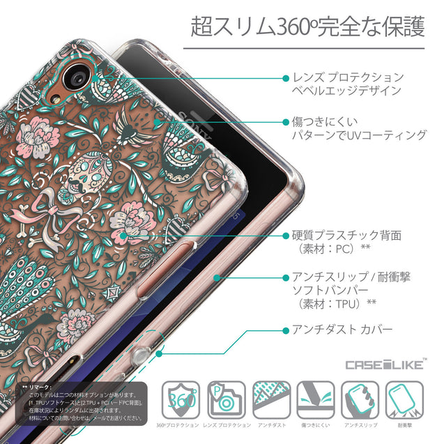 Details in Japanese - CASEiLIKE Sony Xperia Z3 back cover Roses Ornamental Skulls Peacocks 2226