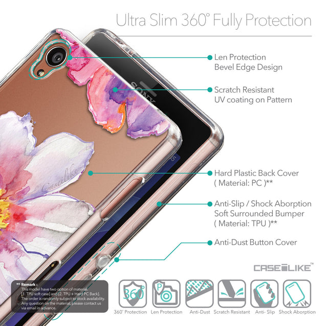 Details in English - CASEiLIKE Sony Xperia Z3 back cover Watercolor Floral 2231