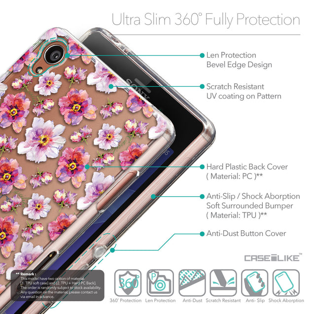 Details in English - CASEiLIKE Sony Xperia Z3 back cover Watercolor Floral 2232