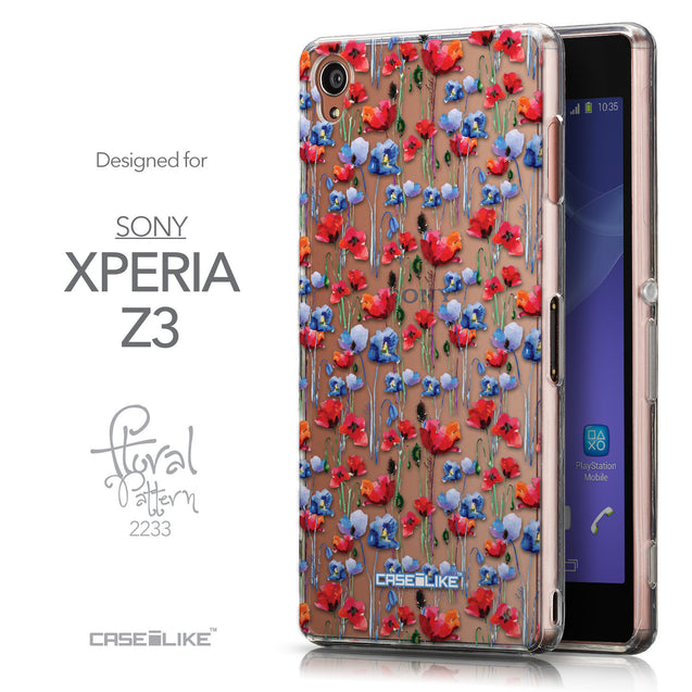Front & Side View - CASEiLIKE Sony Xperia Z3 back cover Watercolor Floral 2233